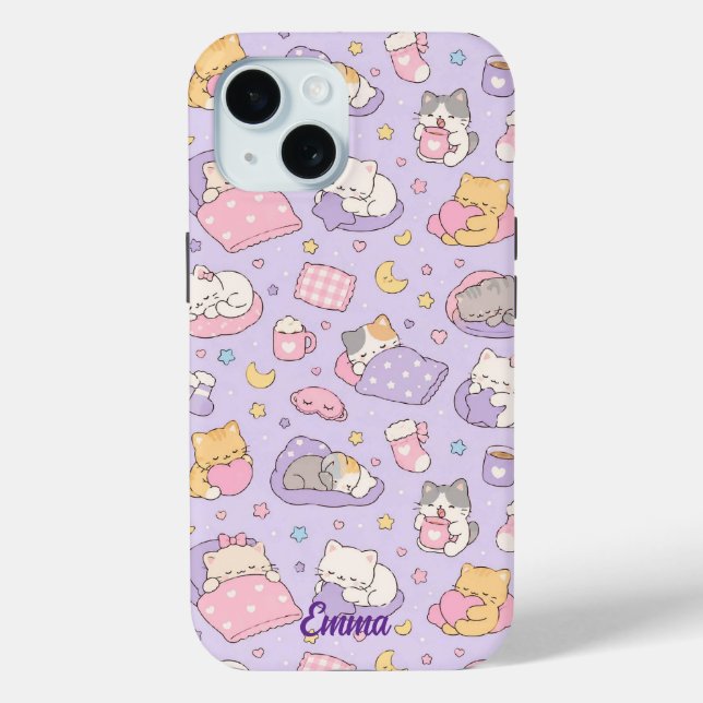 Kawaii Sleeping Cats Pattern Phone Case (Back)