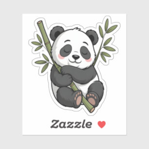 Kawaii Sleeping Panda on Bamboo Sticker