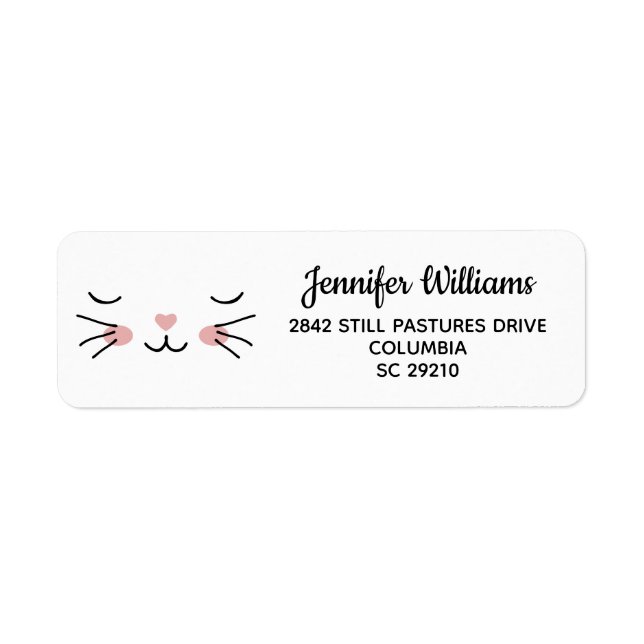 Kawaii Sleepy Cat Face Personalized Address Labels (Front)