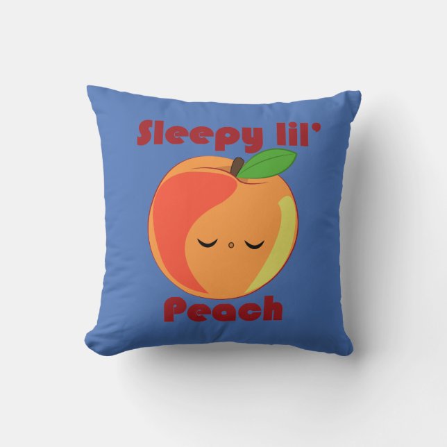 Kawaii Sleepy Lil’ Peach pillow (Front)