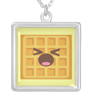 Kawaii Sleepy Waffle Sterling Silver Necklace
