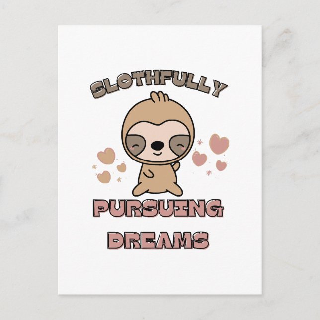 Kawaii Sloth Animal Pun Postcard (Front)