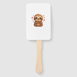 Kawaii Sloth Hearts Cute Sloth Lover Long Sleeve T Hand Fan