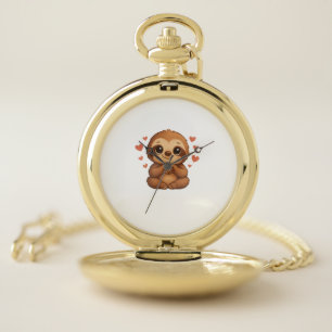 Kawaii Sloth Hearts Cute Sloth Lover Long Sleeve T Pocket Watch