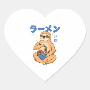 Kawaii Sloth Ramen Heart Sticker