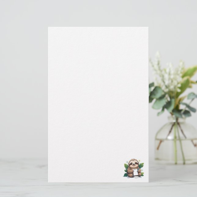 Kawaii Sloth with Pen and Paper (Standing Front)