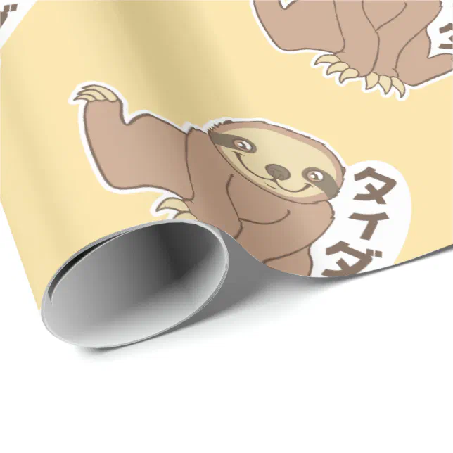 Kawaii Sloth Wrapping Paper Zazzle