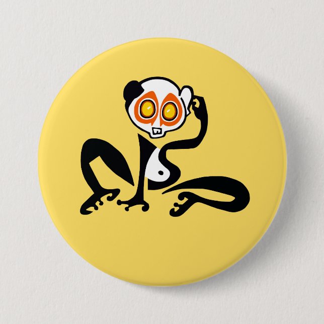  Kawaii - Slow LORIS-Wildlife - Nature- Yellow Button (Front)