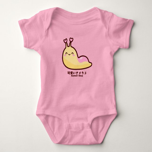 Kawaii Slug Japanese 可愛いナメクジ Personalized Text Baby Bodysuit (Front)