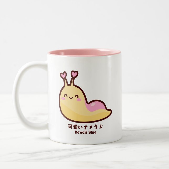 Kawaii Slug Japanese 可愛いナメクジ Personalized Text Two-Tone Coffee Mug (Left)