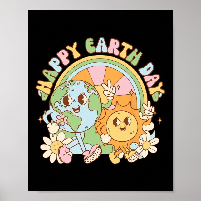 Kawaii Smile Earth Day Every Day Kids Boys Men Wom Poster (Front)