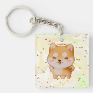 Kawaii Smiling Cartoon-Style Shiba Inu Keychain