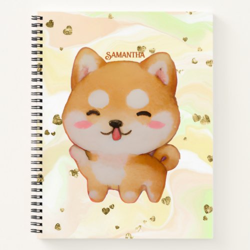 Kawaii Smiling Cartoon_Style Shiba Inu Notebook