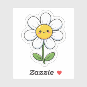 Kawaii Smiling Daisy Flower Sticker Cute Happy Doo