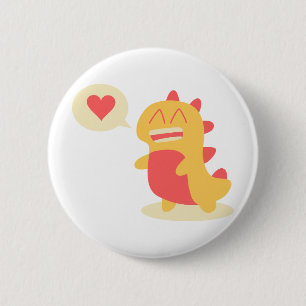 Kawaii smiling Dino talking about love Pinback Button