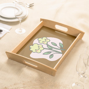 Kawaii Smiling Flowers Pastel Serving Tray