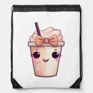 Kawaii Smiling Frappe Drawstring Bag