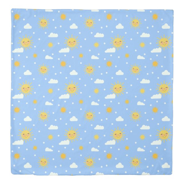 Kawaii Smiling Sun And Blue Sky Duvet Cover (Front)