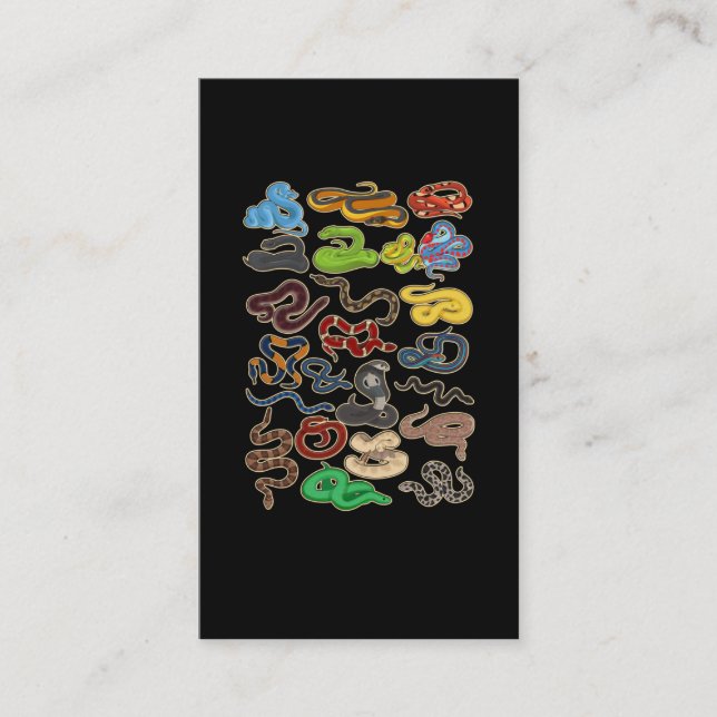 Kawaii Snake Collage Cute Reptile Business Card (Front)