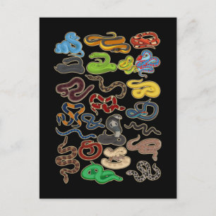Kawaii Snake Collage Cute Reptile Postcard