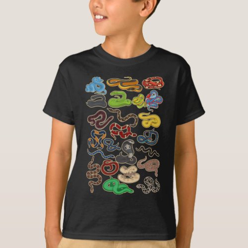 Kawaii Snake Collage Cute Reptile T_Shirt