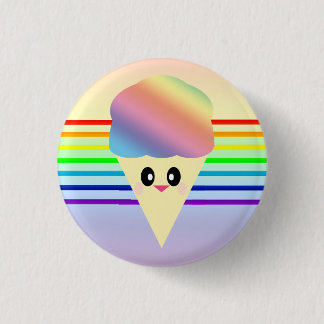 KAWAII SNO CONE RAINBOW STRIPES FAB PIN BUTTON