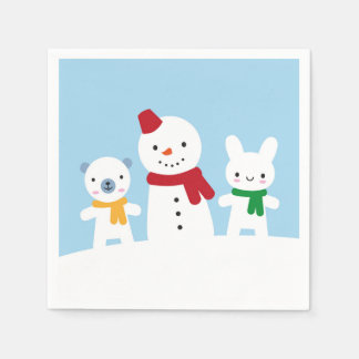 Kawaii Snow Day with Bunny & Bear Napkins