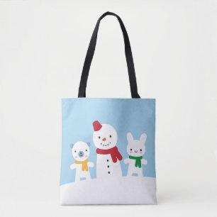Kawaii Snow Day with Bunny & Bear Tote Bag