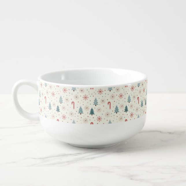 Kawaii Snowflakes pattern Soup Mug (Right)
