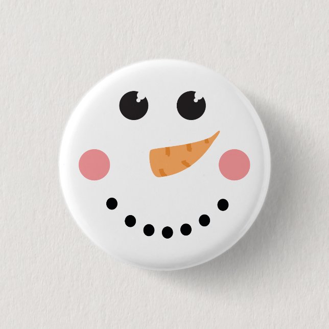 Kawaii Snowman Face with carrot nose Button (Front)