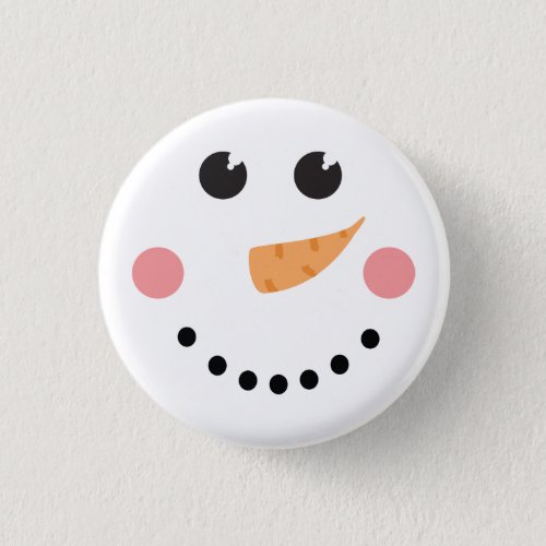 Kawaii Snowman Face with carrot nose Button