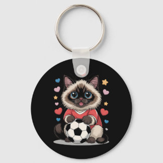 Kawaii Soccer Cat Just Girl Who Loves Birman Winni Keychain