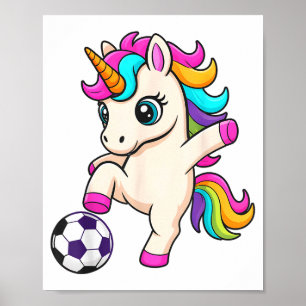 Kawaii Soccer Unicorn Just Girl Who Loves Winning Poster