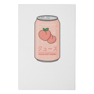 Kawaii Soft Drink Aesthetics Japanese Peach Juice Faux Canvas Print