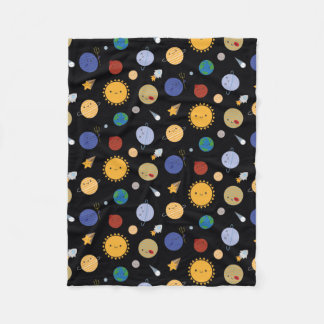 Kawaii Solar System Fleece Blanket