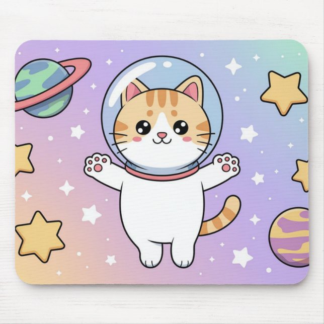 Kawaii Space Cat Astronaut Mouse Pad (Front)