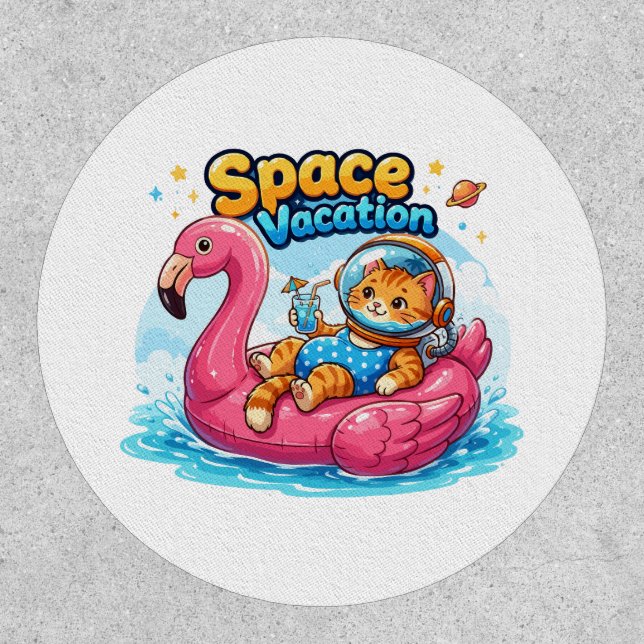  Kawaii Space Cat Vacation Design Patch (Front)