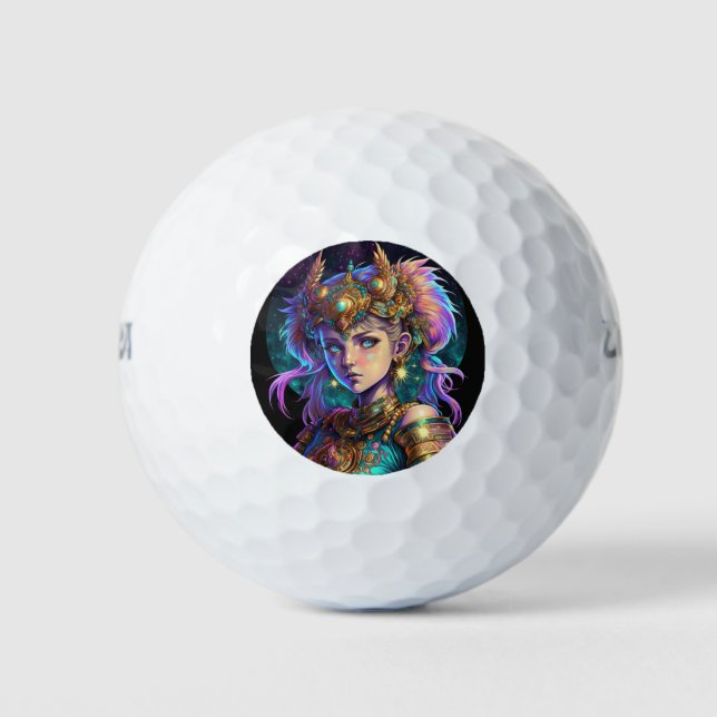 Kawaii Space Warrior Girl Golf Balls (Front)