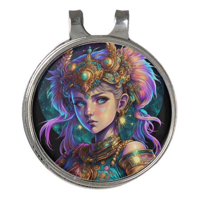 Kawaii Space Warrior Girl Golf Hat Clip (Front)