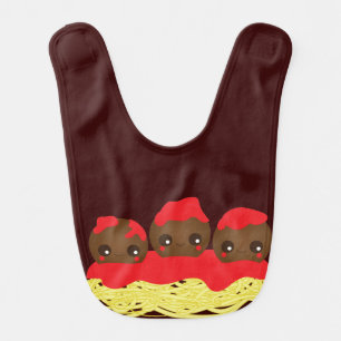 Kawaii Spaghetti and Meatballs Baby Bib