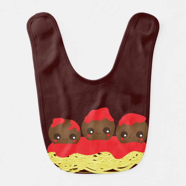 Kawaii Spaghetti and Meatballs Baby Bib (Front)