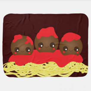 Kawaii Spaghetti and Meatballs Baby Blanket