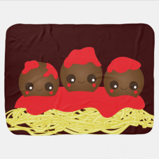 Kawaii Spaghetti and Meatballs Baby Blanket