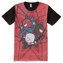 Kawaii Spider-Man, Ghost-Spider, & Miles Morales All-Over-Print T-Shirt