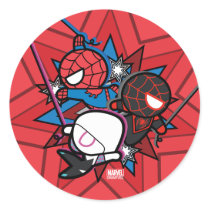 Kawaii Spider-Man, Ghost-Spider, & Miles Morales Classic Round Sticker