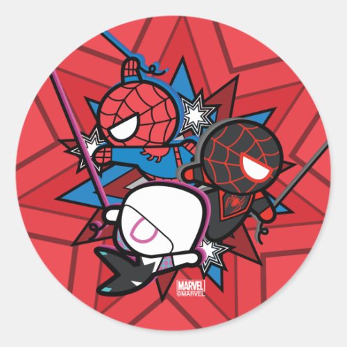 Kawaii Spider_Man Ghost_Spider  Miles Morales Classic Round Sticker