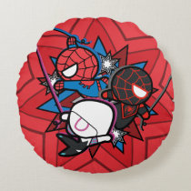 Kawaii Spider-Man, Ghost-Spider, & Miles Morales Round Pillow