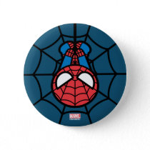 Kawaii Spider-Man Hanging Upside Down Button
