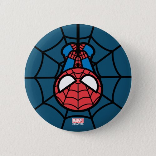 Kawaii Spider_Man Hanging Upside Down Button
