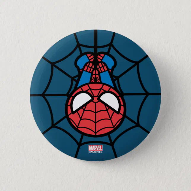 Kawaii Spider-Man Hanging Upside Down Button | Zazzle